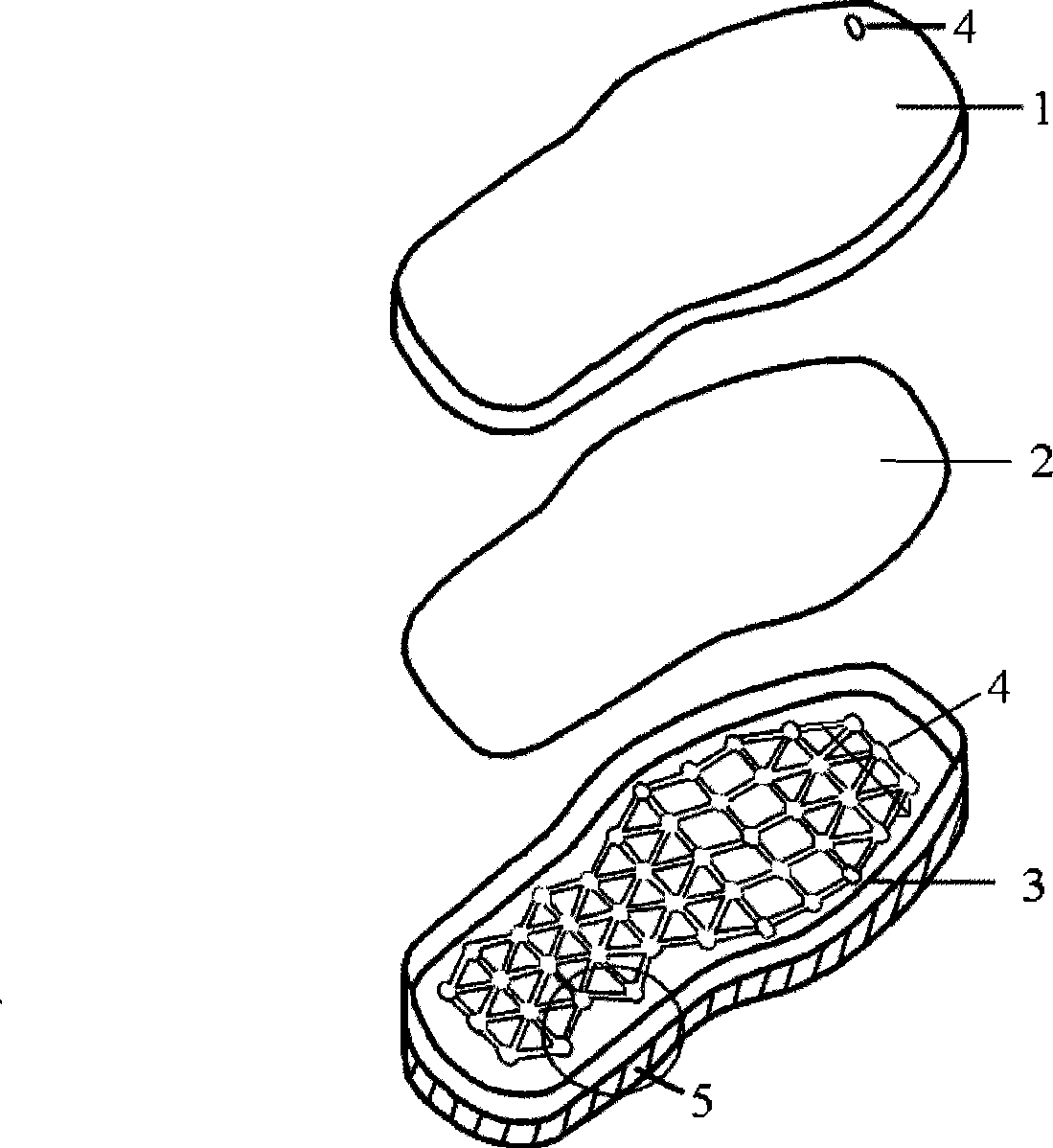 A sole with non-return valve and membrane of hydrohobic and ventilated