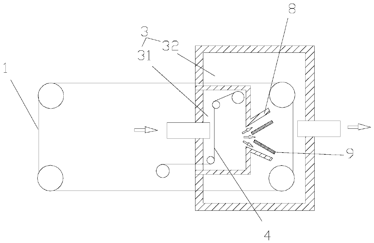 Continuous conveying double-sided air drying device for grilled eel processing, hot air drying method