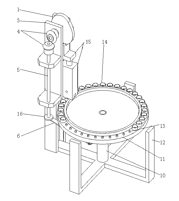 Linkage operation device for punched aluminum cover surface convex identifier