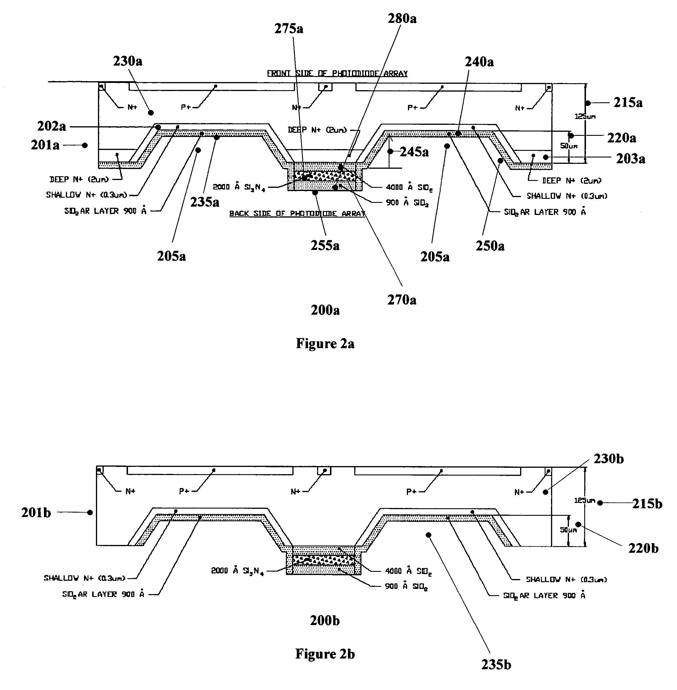 Thin wafer detectors with improved radiation damage and crosstalk characteristics
