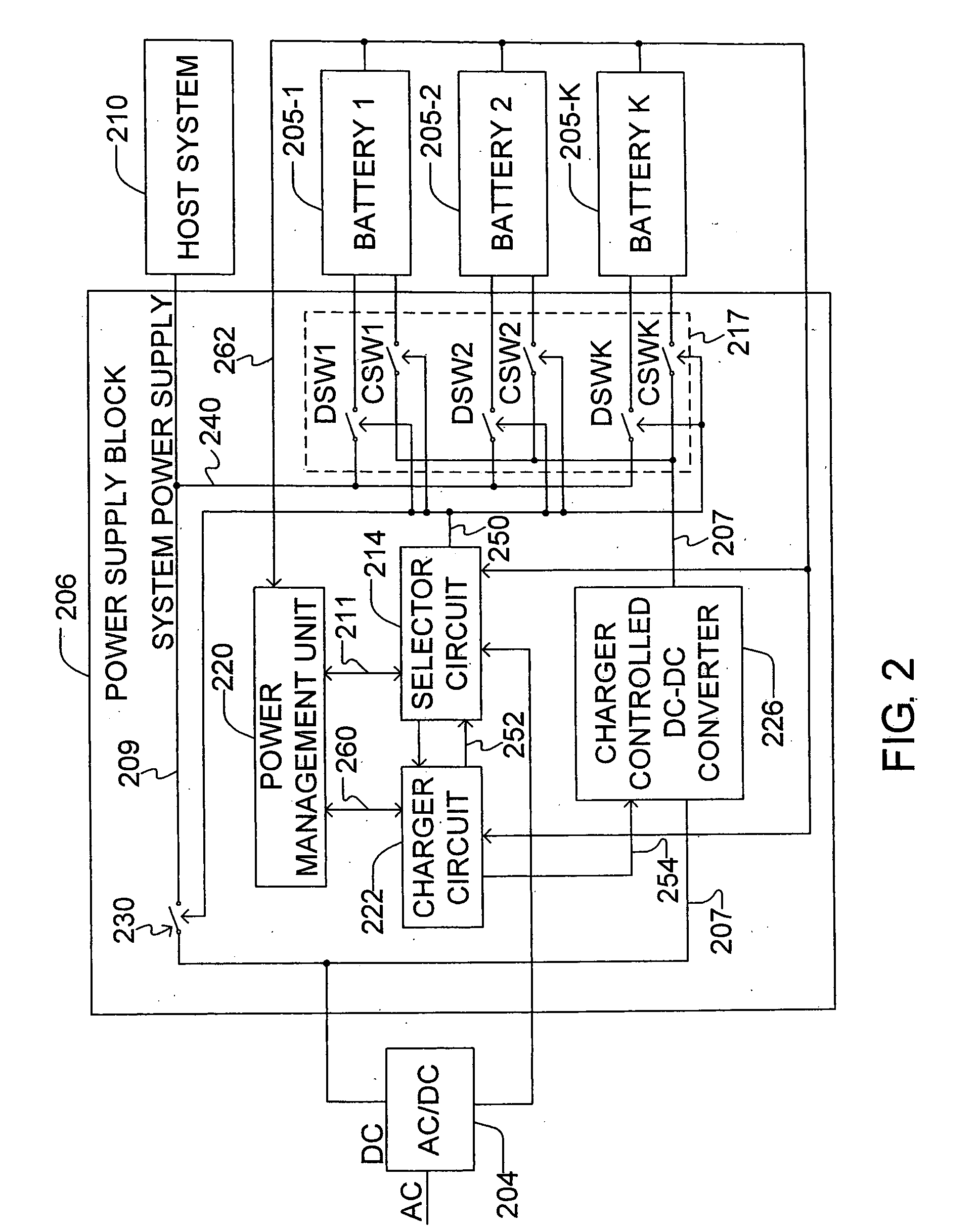 Selector circuit for power management in multiple battery systems