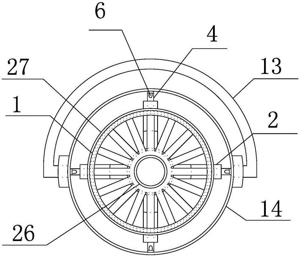 Hand-pushed rotary type mop washer-dryer with rotary sliders and self-locking lifting side-pinned cylinder