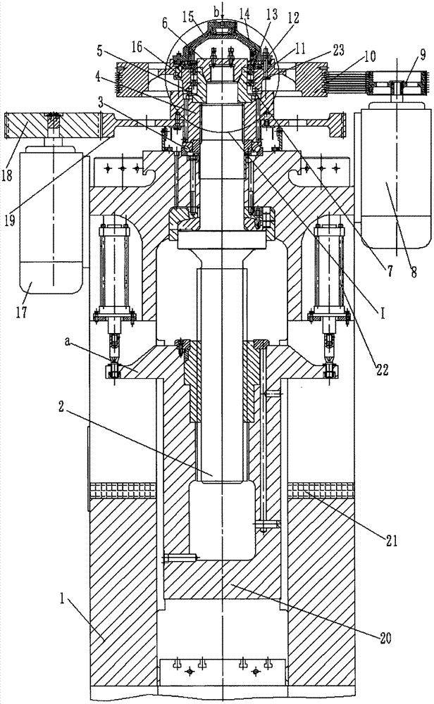 Clutch-motor composite transmission type pneumatic screw press with ...