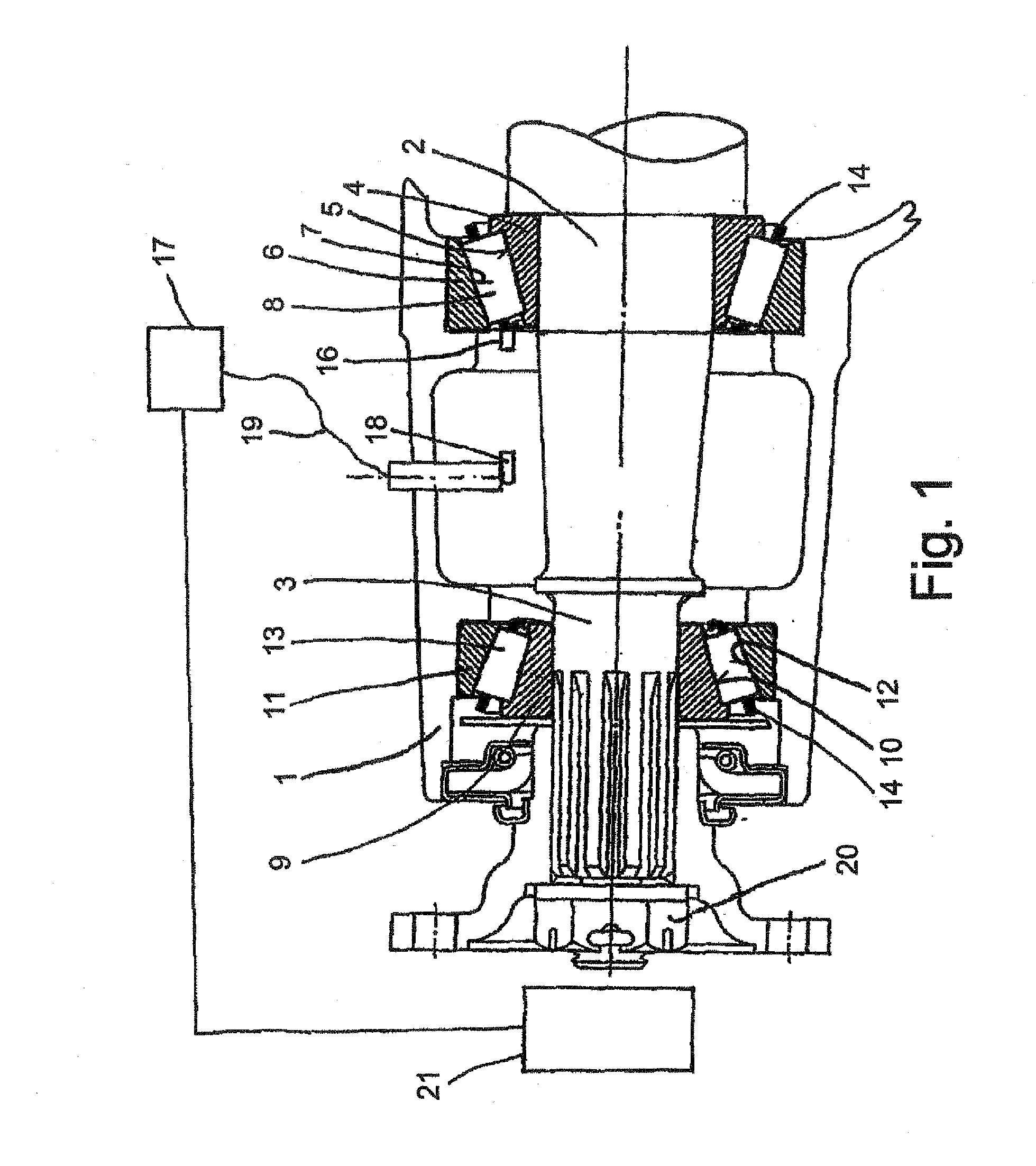 Method and apparatus for setting the bearing play or the prestress of Anti-friction bearing arrangements