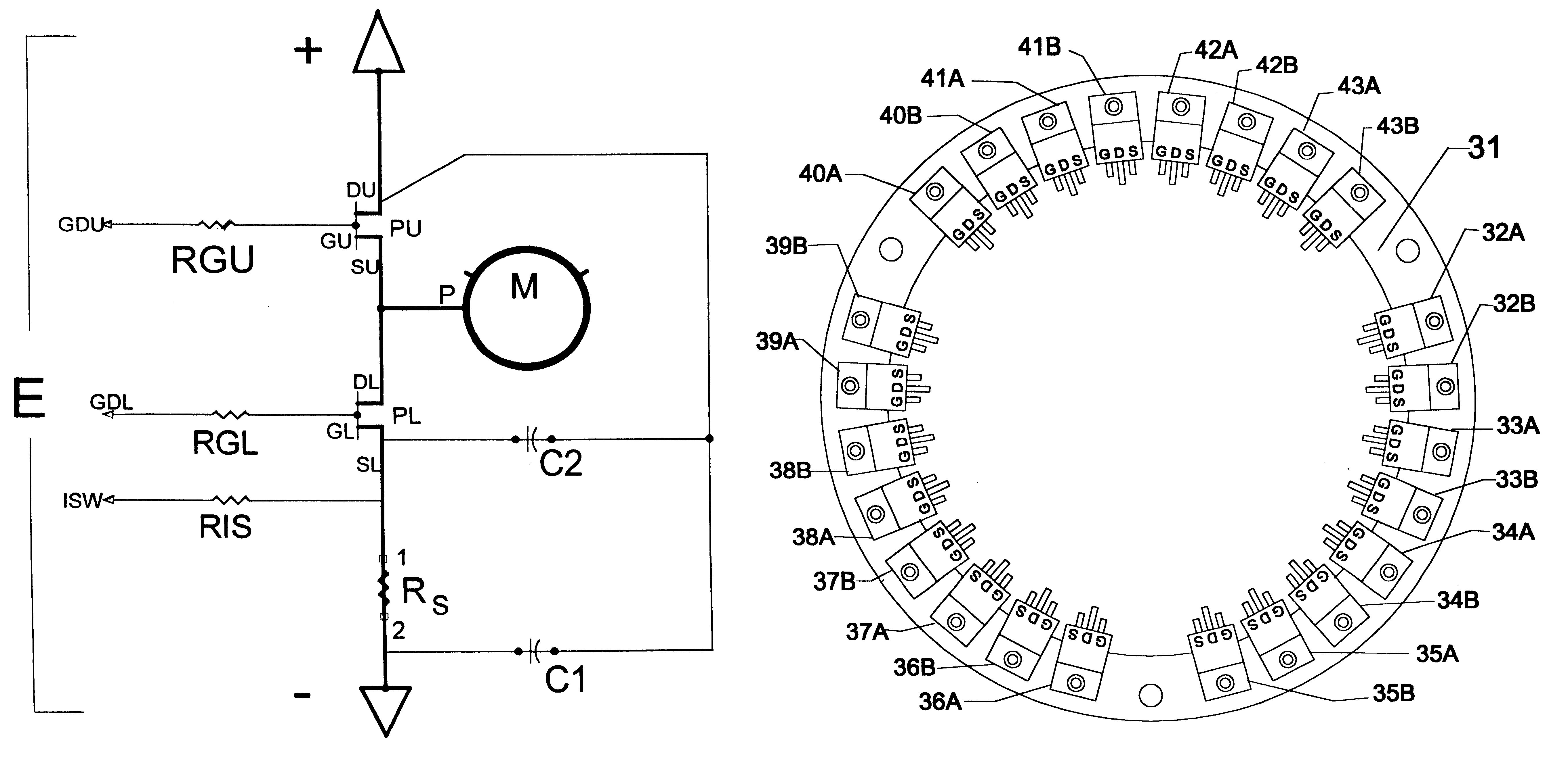 Motor controller power switch arrangement