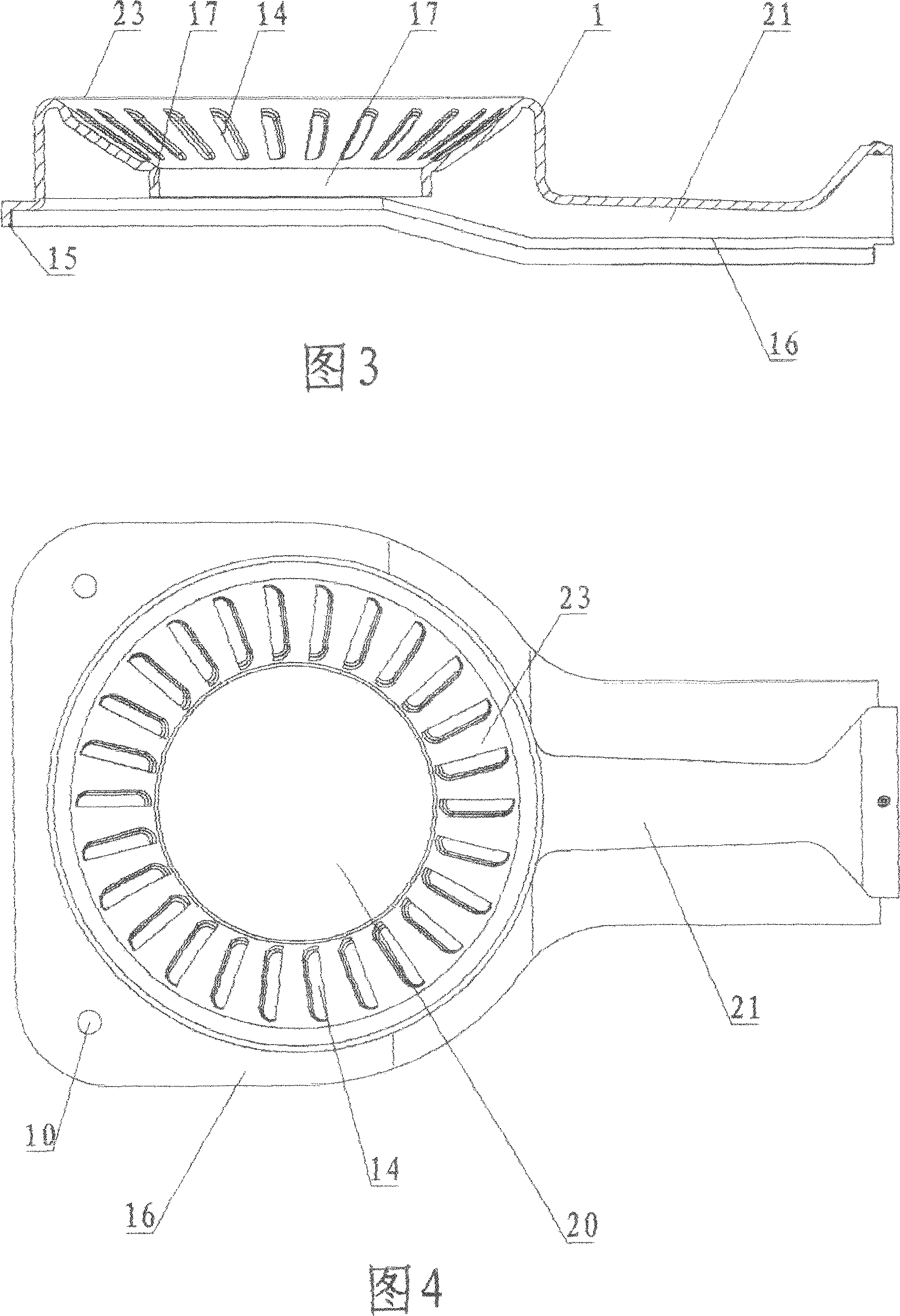 Stainless steel plate integral burner for gas range