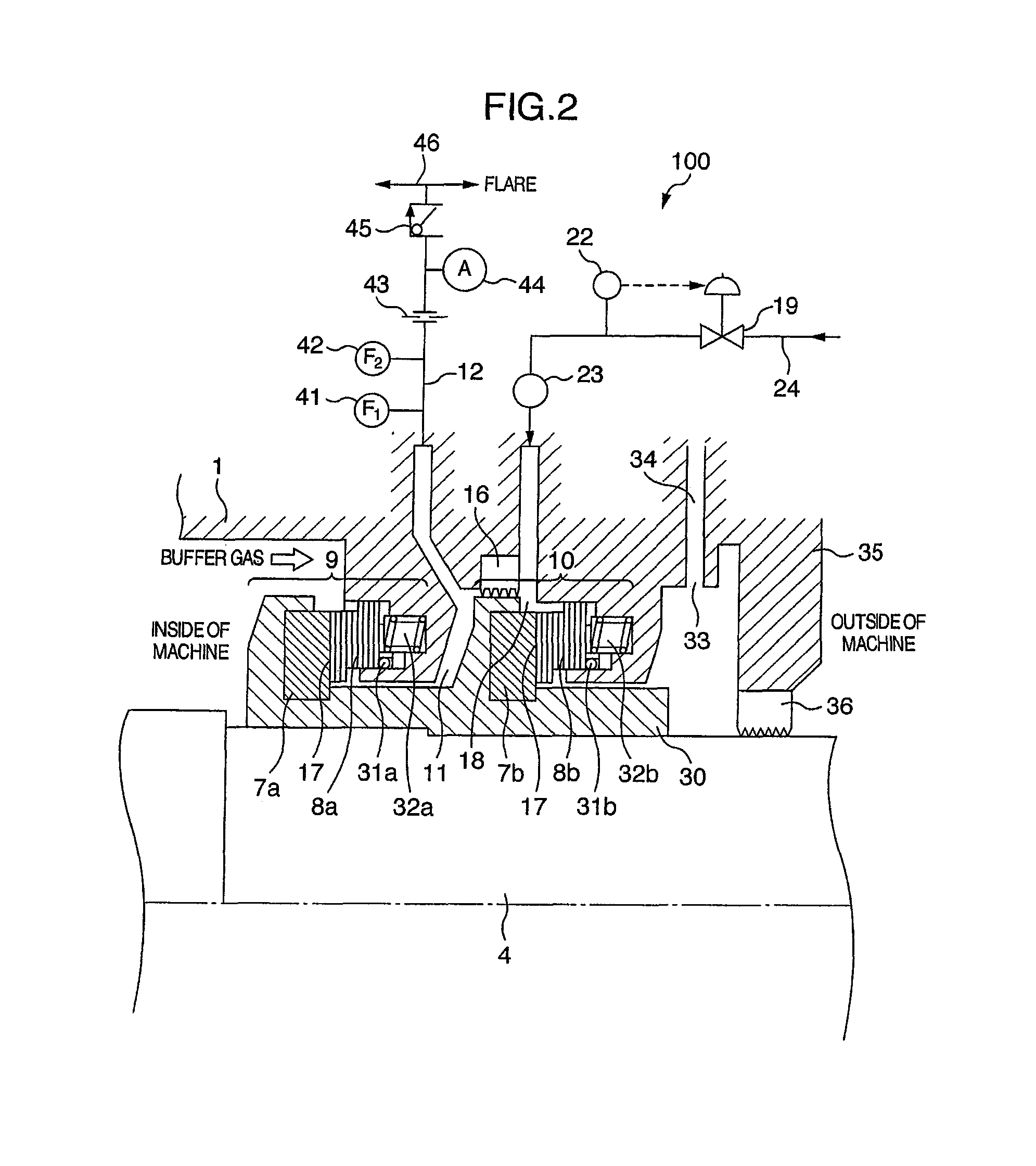 Centrifugal compressor and dry gas seal system for use in it