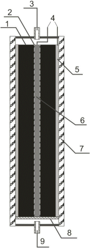 Cylindrical electric absorption filtering apparatus by using activated carbon fiber as electric absorption material