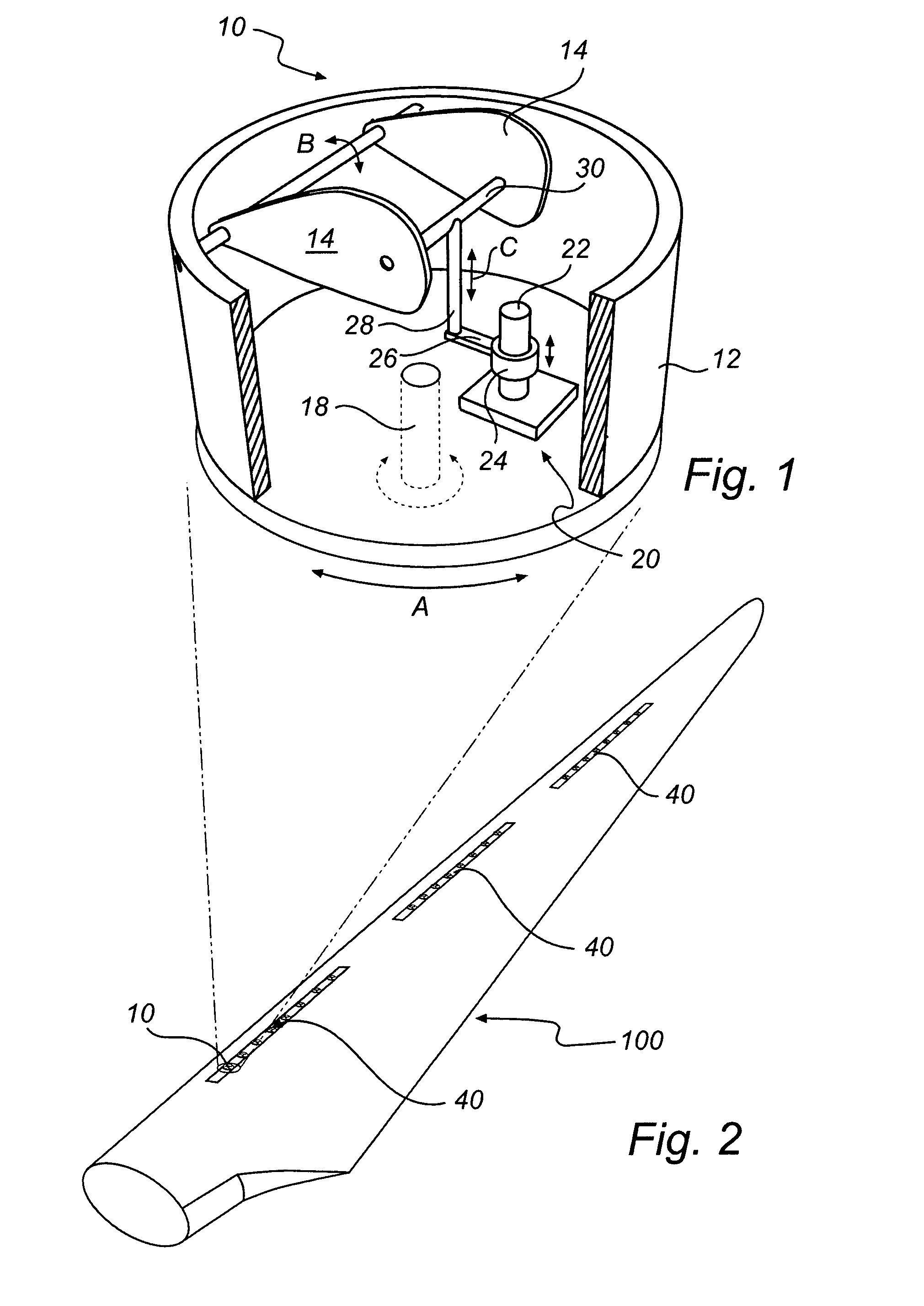 Active flow control device and method for affecting a fluid boundary layer of a wind turbine blade