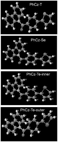 Synthesis and photoelectric properties of carbazole-based room temperature phosphorescent materials containing s/se/te heavy atoms