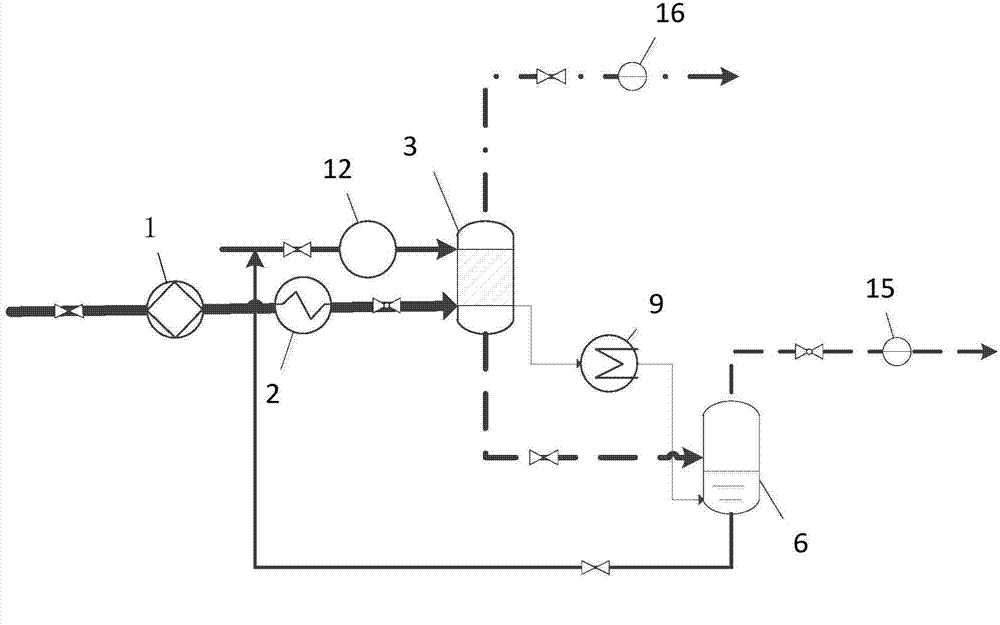 Low energy consumption water-air separation device and method
