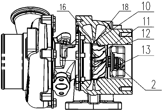 Exhaust gas bypass turbine machine with turbine end being provided with gas inlet mixing device