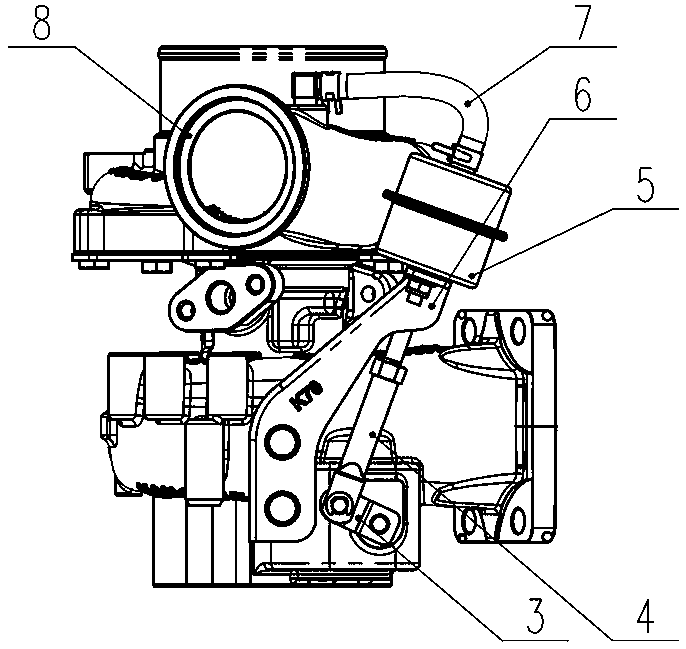 Exhaust gas bypass turbine machine with turbine end being provided with gas inlet mixing device