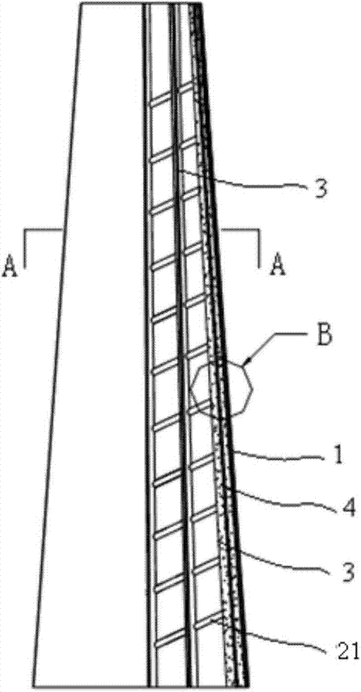 Steel tube tower column with reinforcing structures on inner wall and manufacturing method thereof