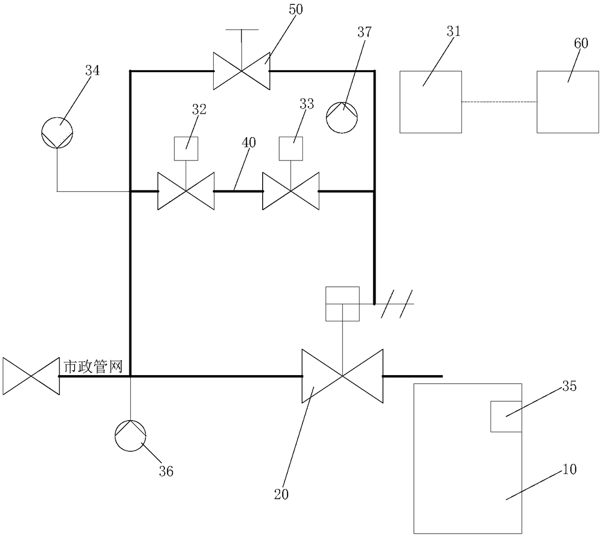 Intermittent intelligent water replenishment control system for water container