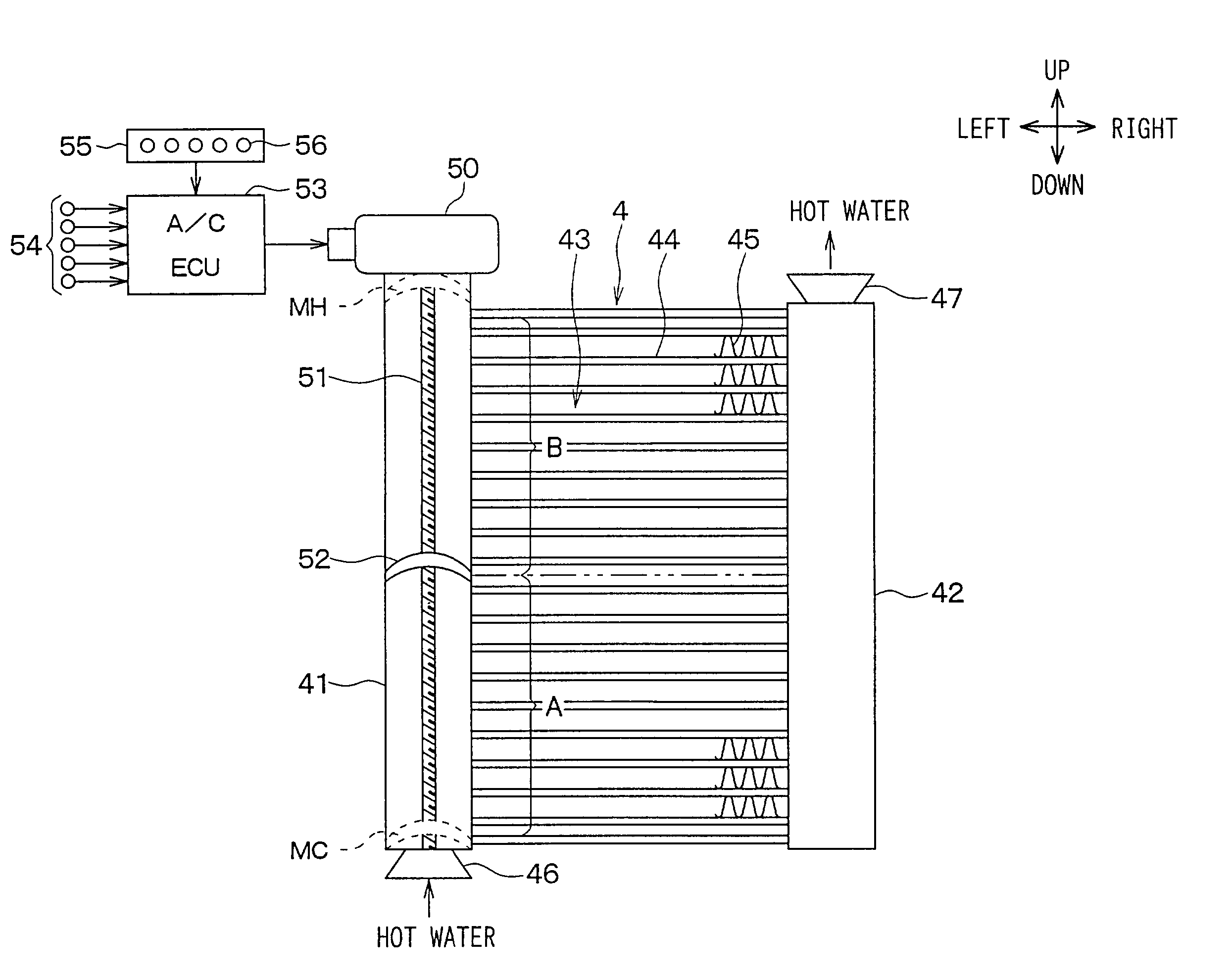 Vehicle air conditioner with flow area adjustment of fluid in heating heat exchanger