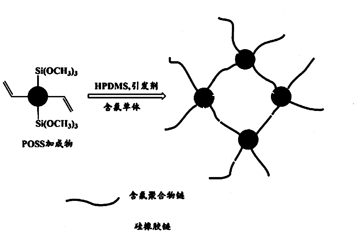 Interpenetrating network structure polymer of silicone rubber-fluorocarbon coating and preparation method thereof