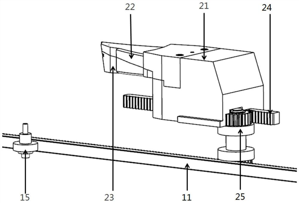 Oil cylinder, rack and large-stroke secondary sliding block mold structure and mold assembly