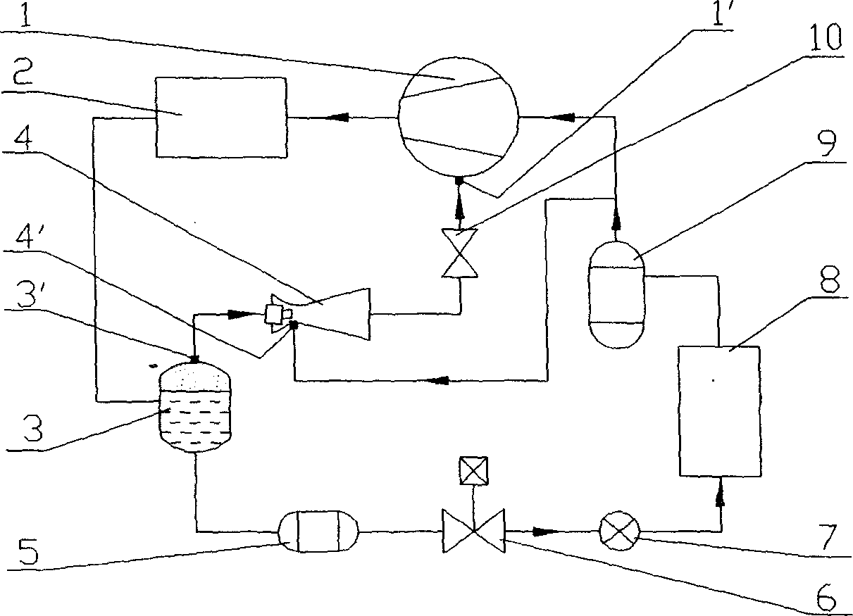 Heat pump (refrigerating) system with injector and liquid storage subcooler