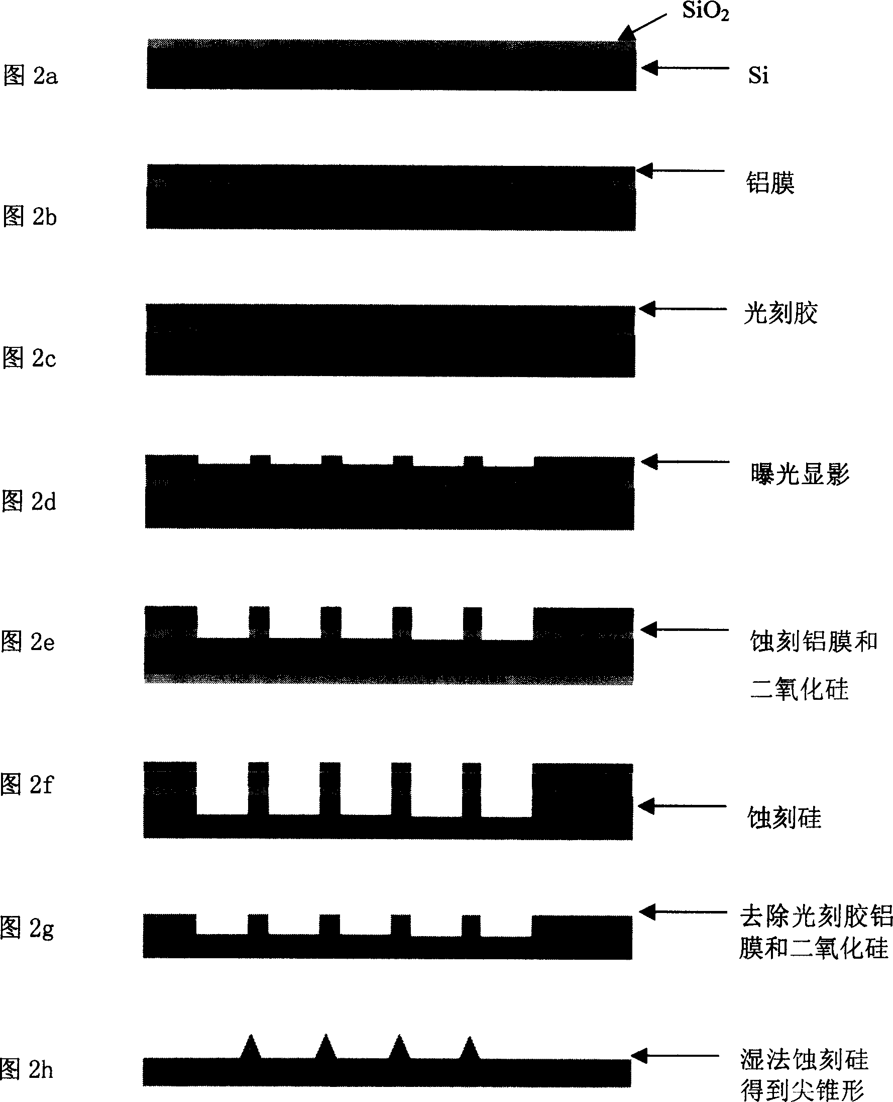 Minisize solid silicon needle array chip and its preparation method and use