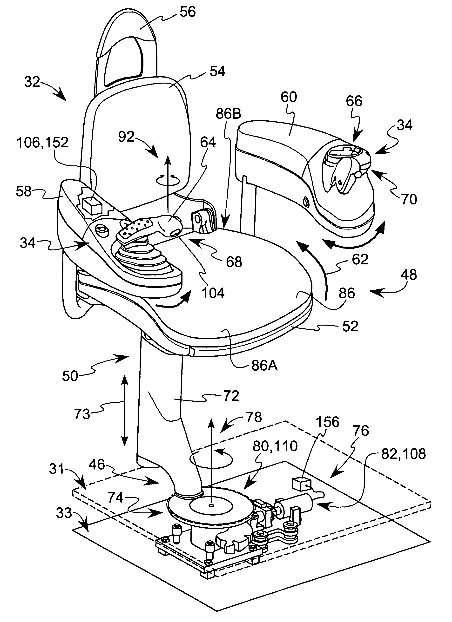 Rotating and/or swiveling seat