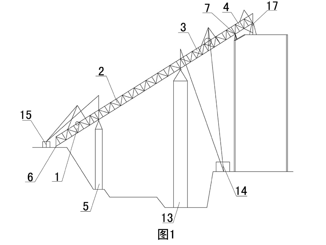 Mountain stream river-crossing cable-stayed chain trestle and hoisting method thereof