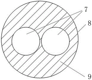 Water-blocking type split combined conductor provided with built-in optical fibers