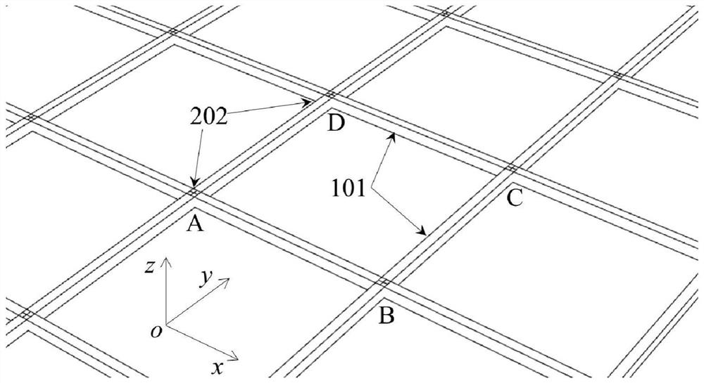 Bidirectional beam string structure of rectangular plane
