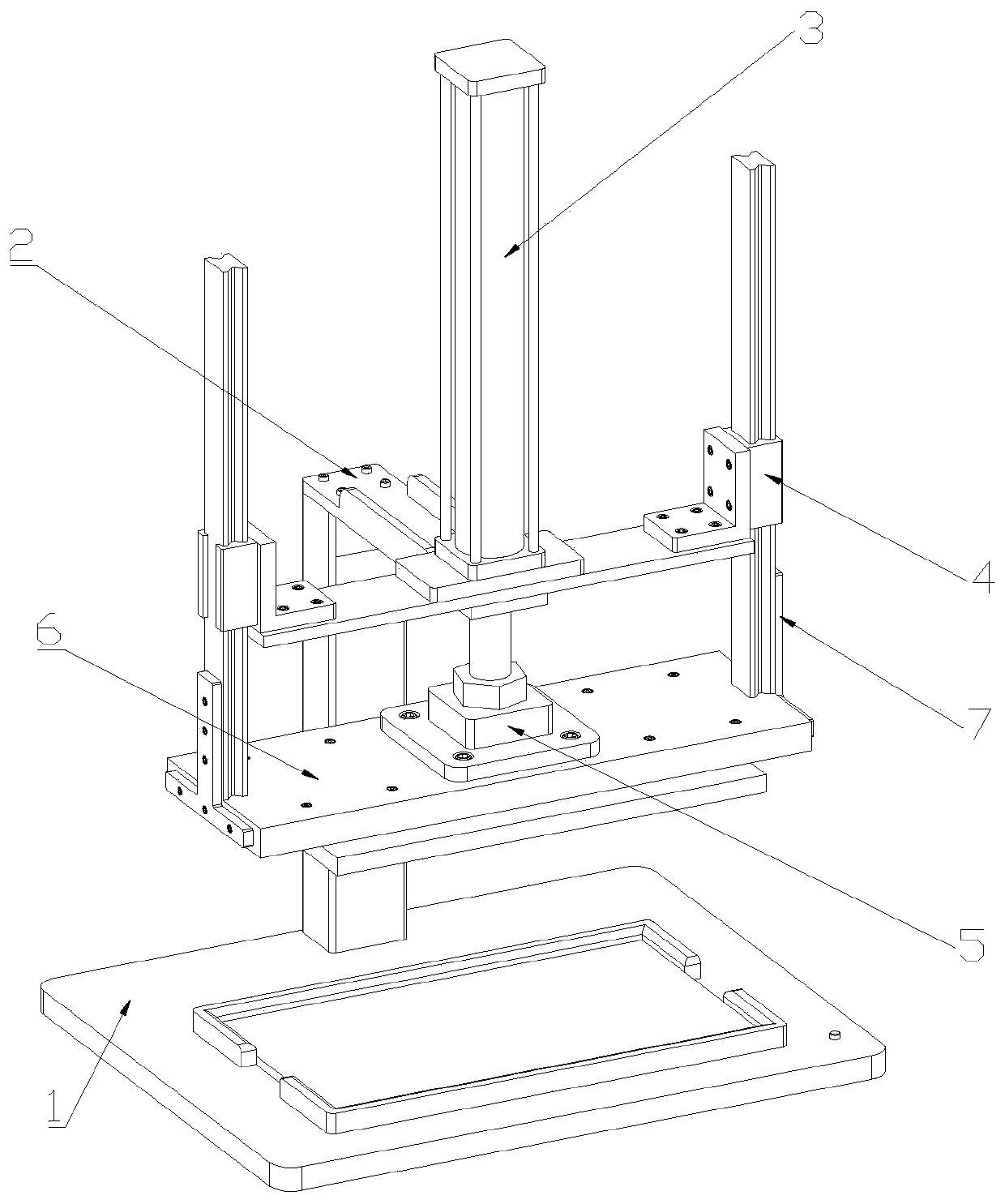 Hollow square-shaped adhesive pressing fixture