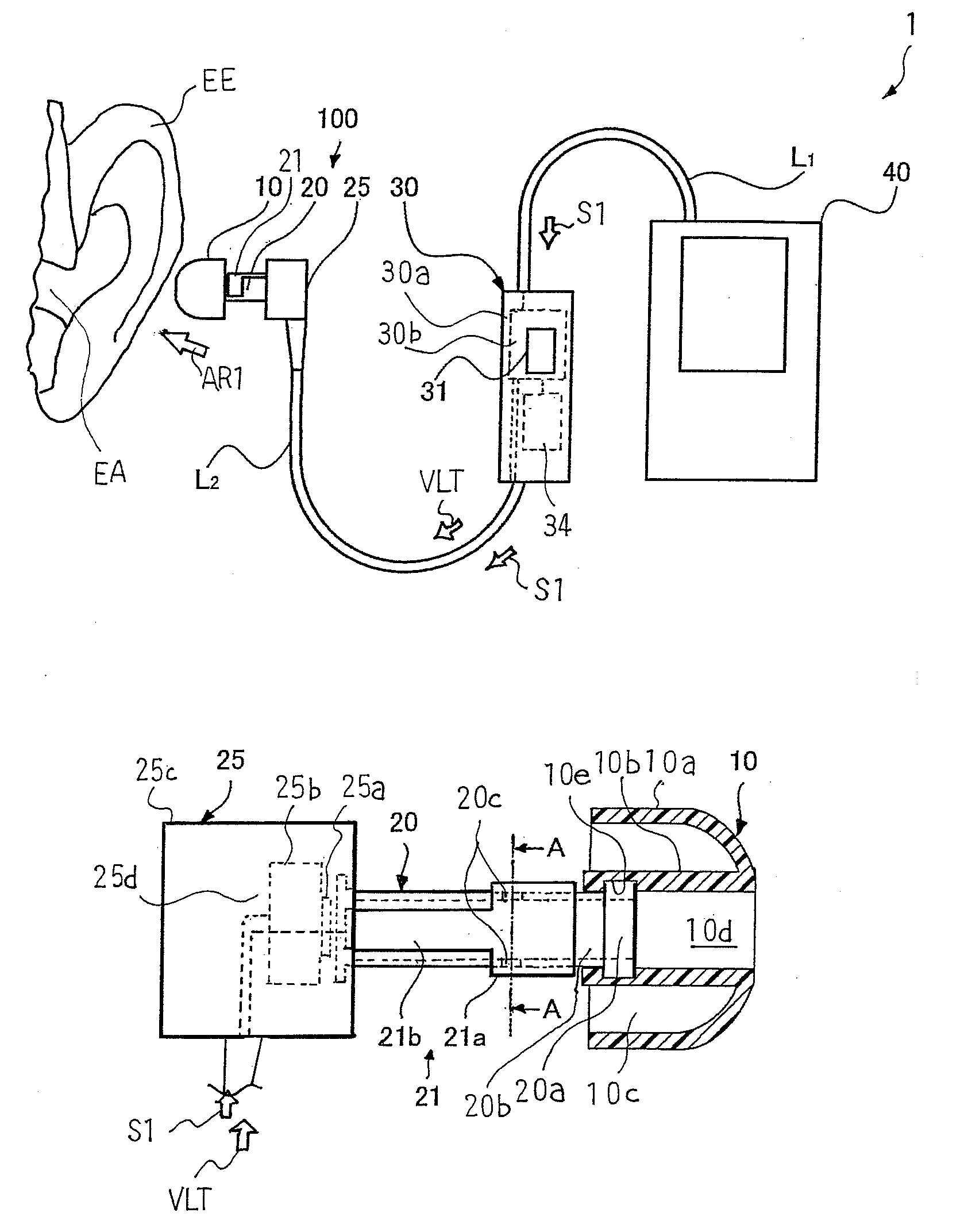 Earphone device, sound tube forming a part of earphone device and sound generating apparatus