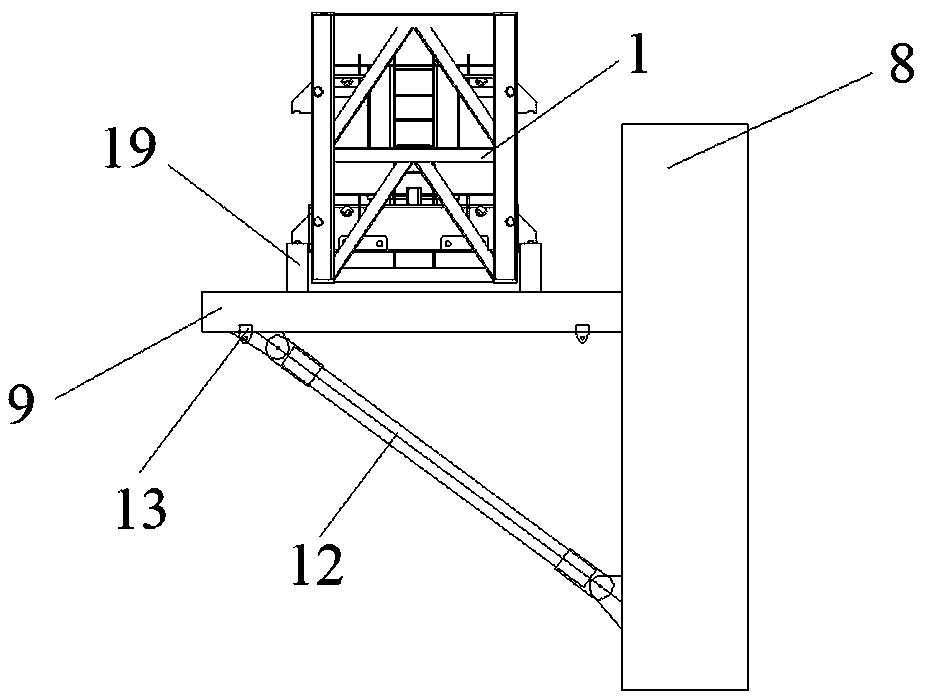 Movable arm type tower crane supporting system auxiliary circulating lifting transport device and construction method thereof