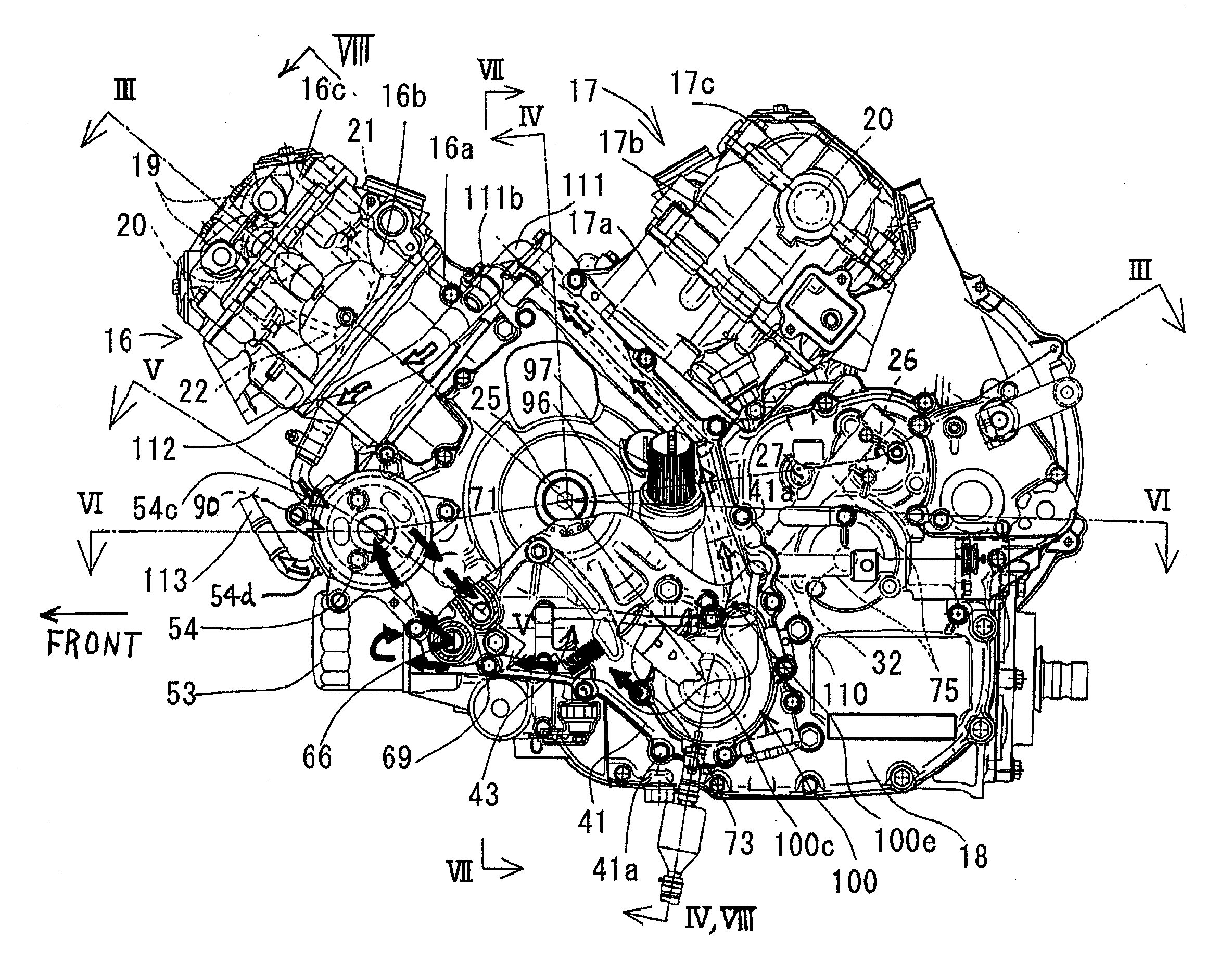 Lubricating oil feeding structure of engine