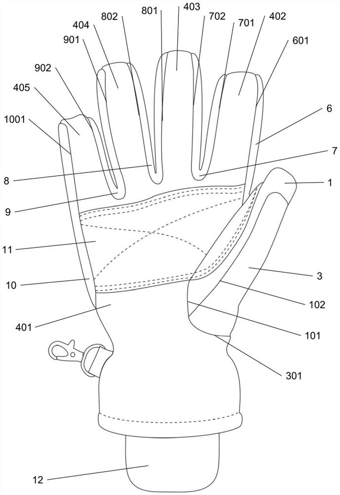 Fire-fighting glove with three-dimensional fingertip structure