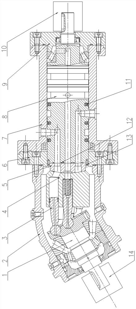 A four-way hydraulic transformer with shaft distribution structure