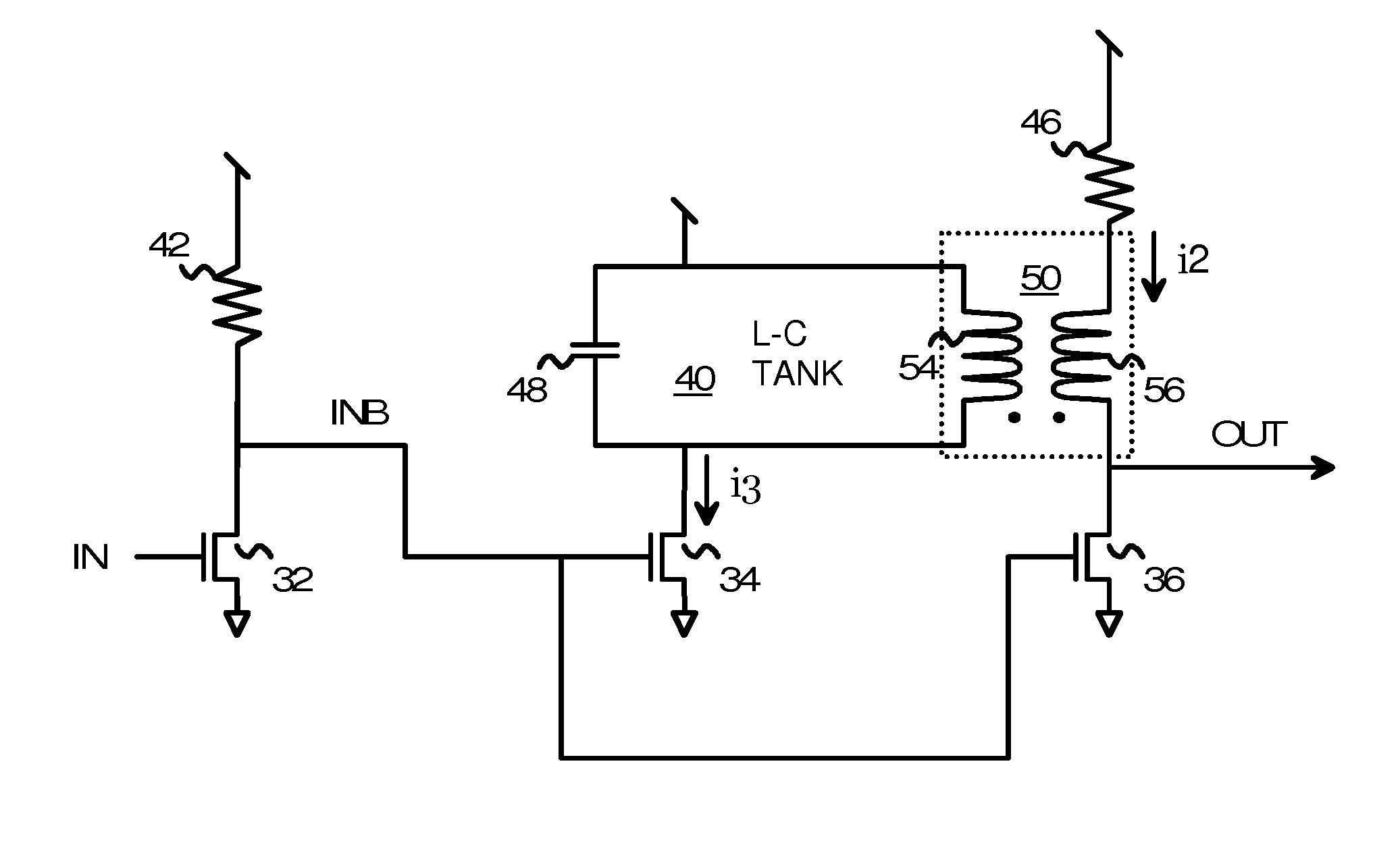 Re-driver with pre-emphasis injected through a transformer and tuned by an L-C tank