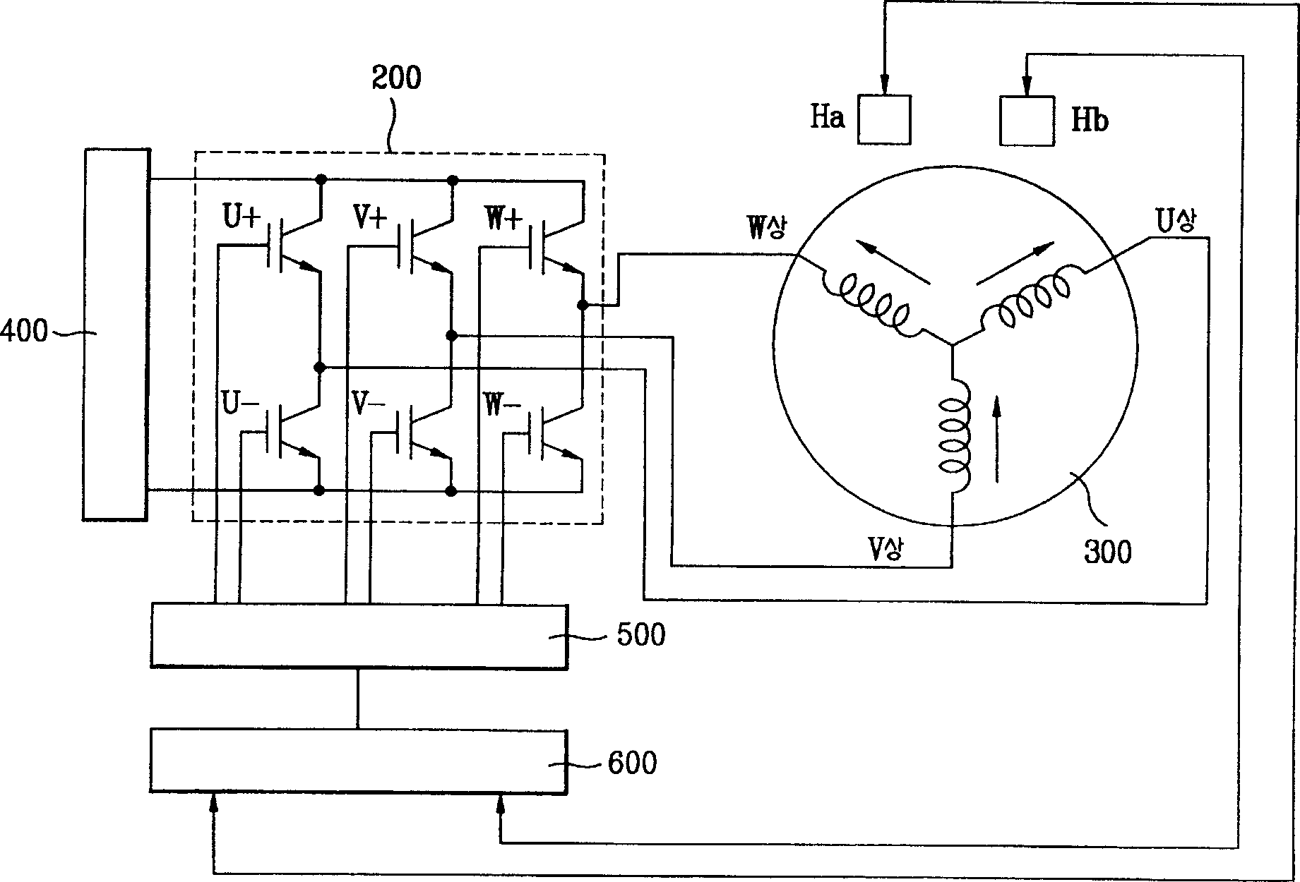 Control device of brushless D.C. motor for fully-automatic washing machine and control method thereof