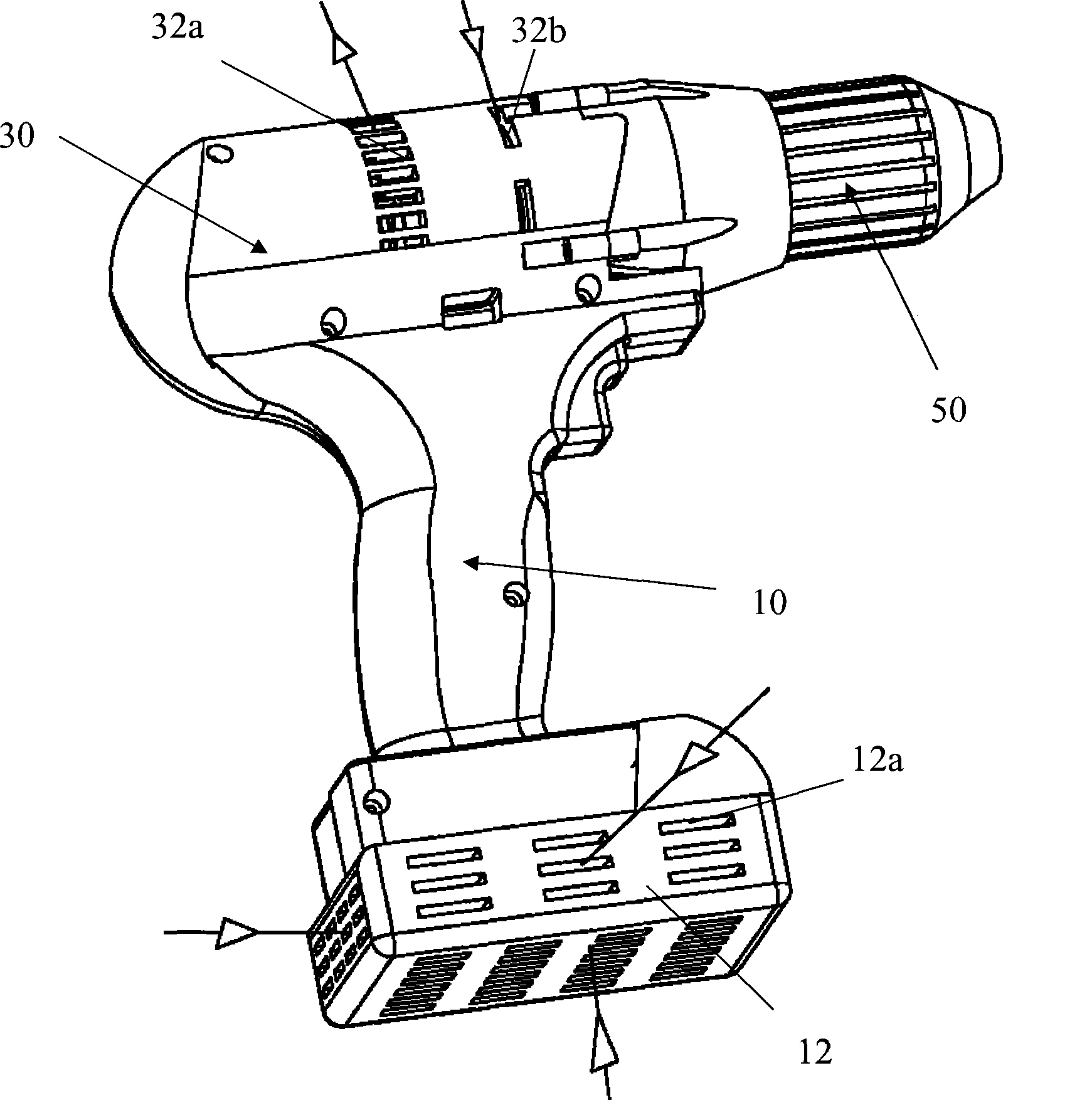 Electric drill with cooling system