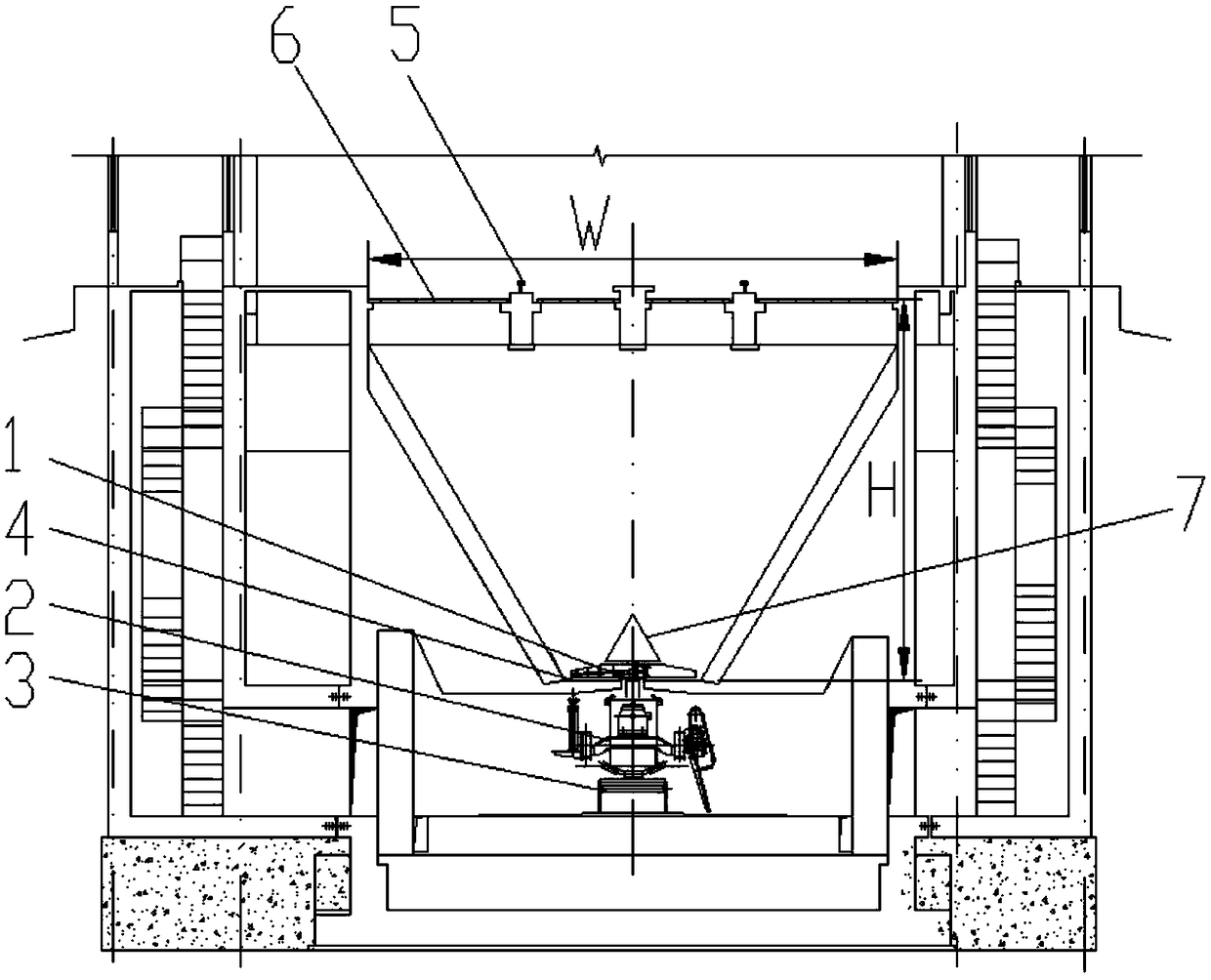 Arrangement structure of single-way belt conveyor under single-line train coal-unloading ditch