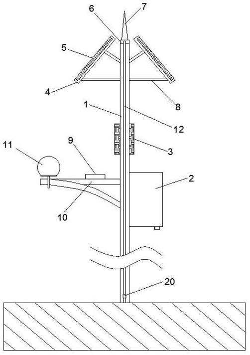 Independent power supply energy-saving street lamp with lightning protection structure