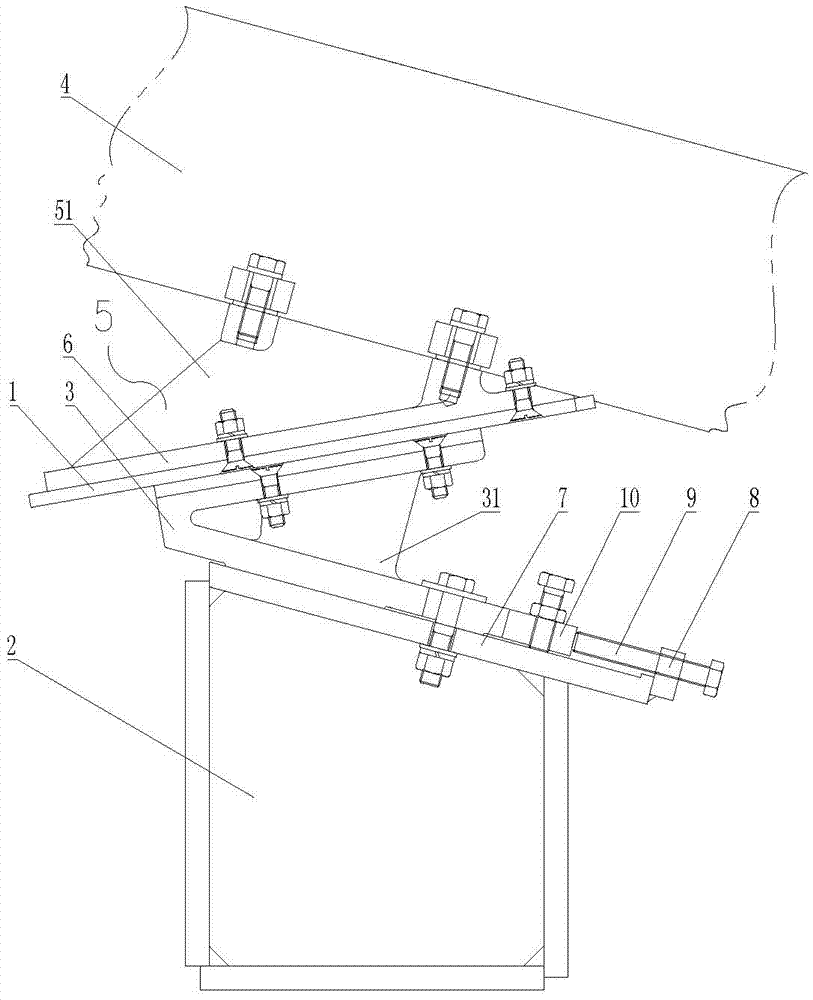 Inclined type sliding supporting structure