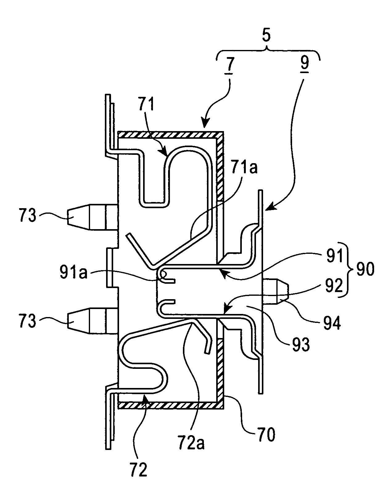 Detachable connector and front-panel device including same