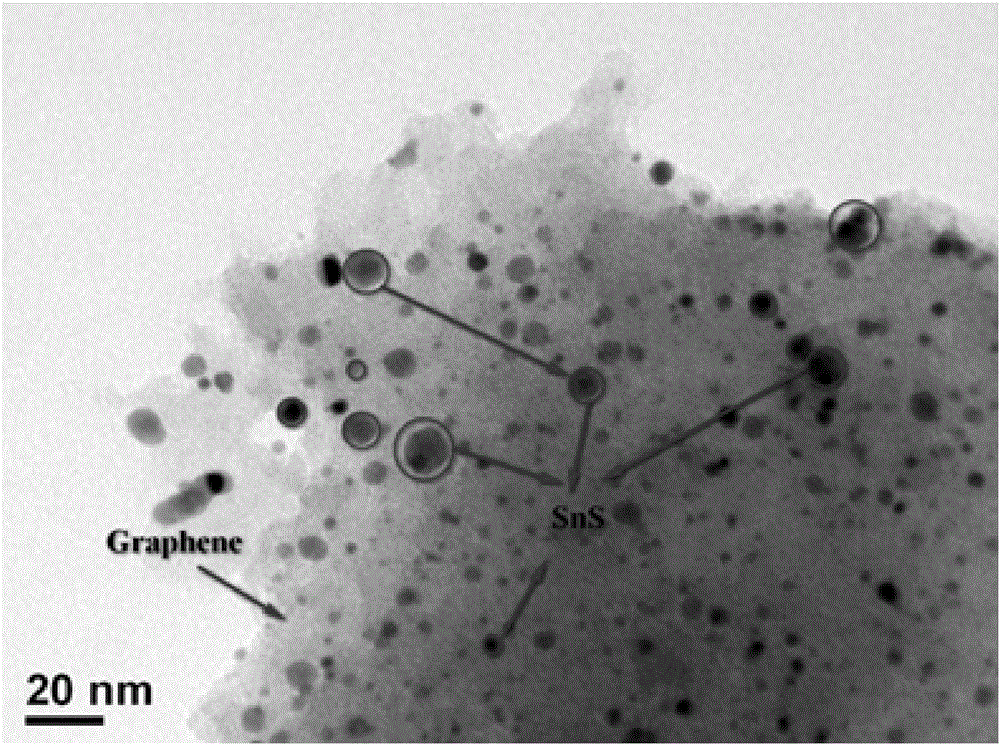 Tin sulfide-graphene oxide composite photocatalyst as well as preparation method and application thereof