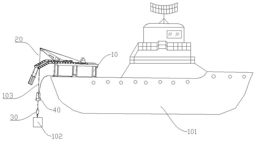 Ocean scientific investigation equipment oscillation stopping and recycling device