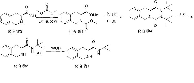 Synthetic method of (S)-1,2,3,4-tetrahydroisoquinoline tert-butyrylamide with high optical purity