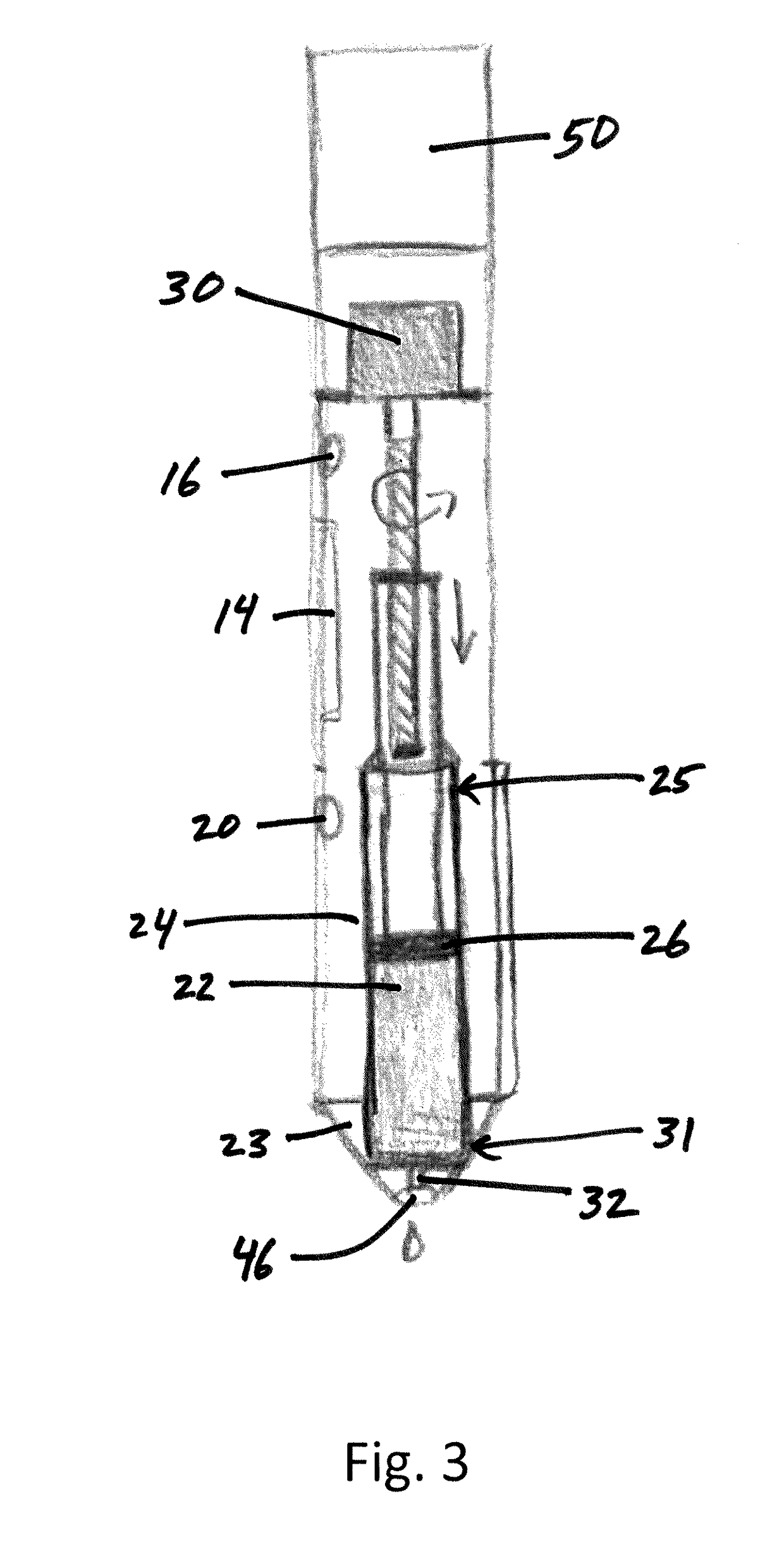 Hand-held volume displacement dosage dispenser