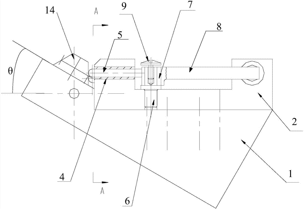 Device and method for measuring angle of tenon pressure surface of dovetail blade