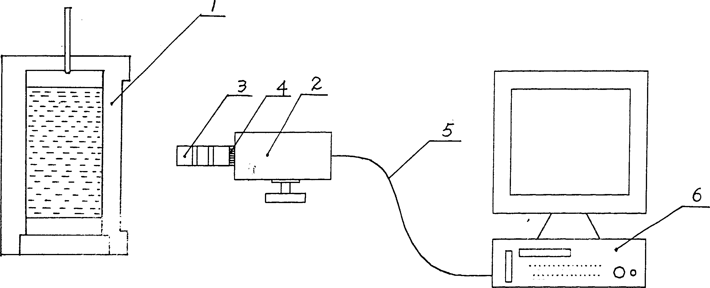 Digital image measuring method and equipment of triaxle testing sample soil deformation