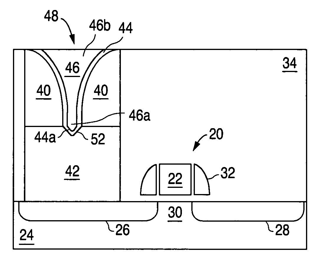 Phase change memory device employing thermal-electrical contacts with narrowing electrical current paths