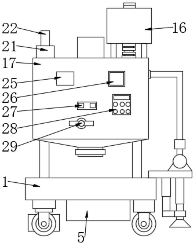 Excrement collecting and treating device for farm and using method