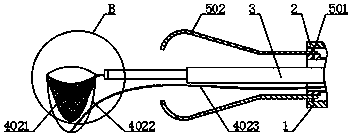 Specimen fixing and taking-out device under celioscope